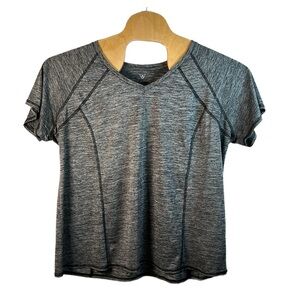 Livi Active Women’s Black Gray Space Dye Athletic T-Shirt‎ V-Neck Size 22/24
